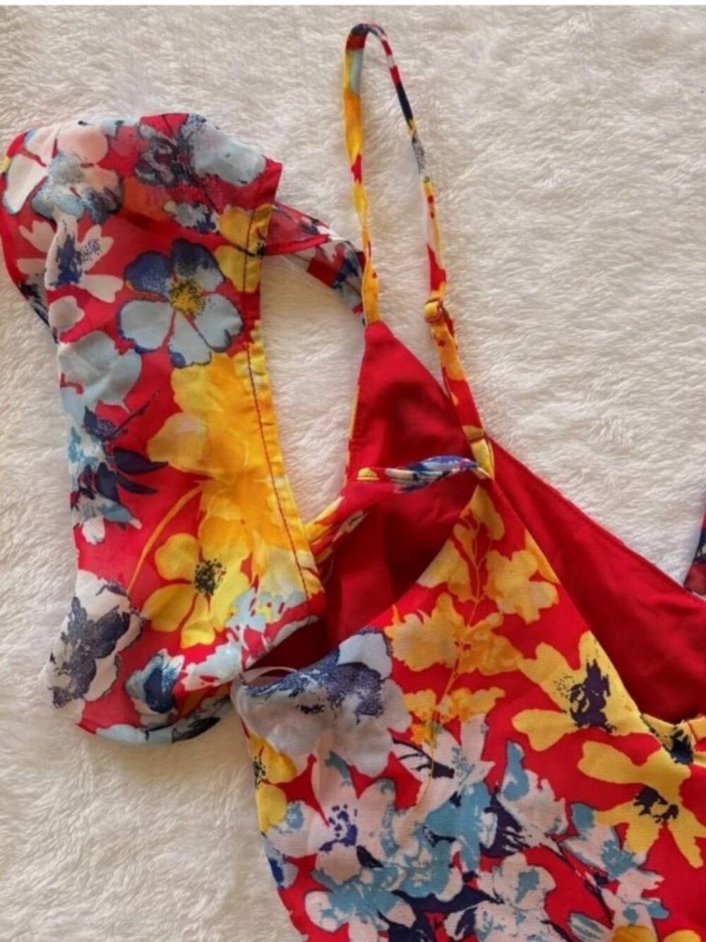 ❤️ Lulus “Radiant Ruby” Floral Chiffon Maxi Dress – Women’s XS - Picture 7 of 10